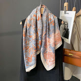 Retro double-sided print scarf for women image 4
