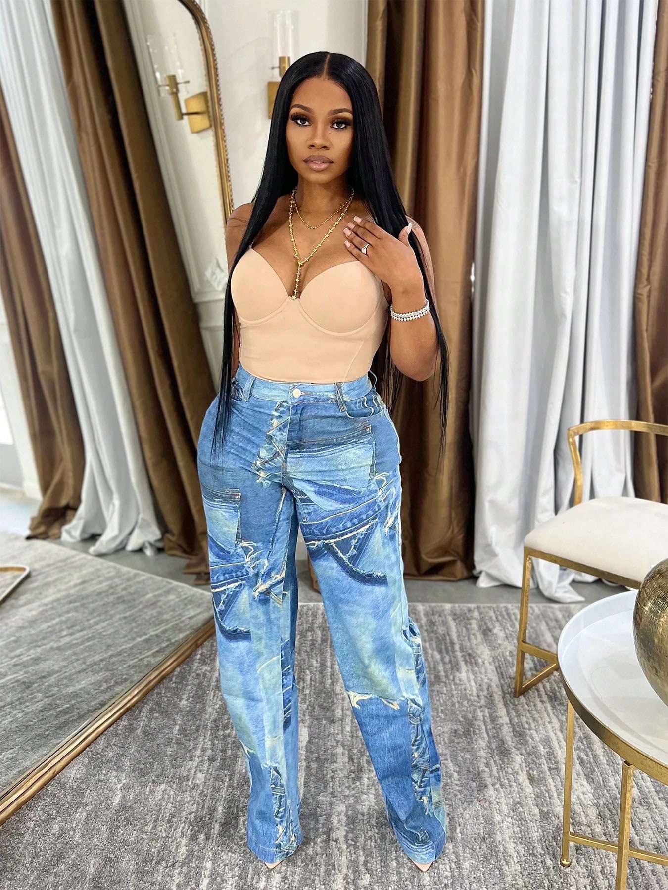 Stylish Distressed Blue Jeans image 0