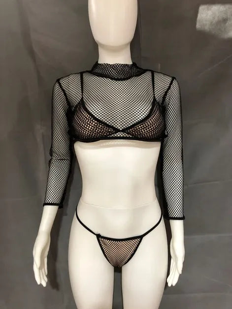 Sexy Net Swimwear Bikini 3pcs Set image 2