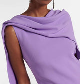 Pleated Maxi Dress with Draped Cape image 6
