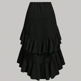 Tiered Ruffle Maxi Skirt - S, Black image