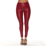 Faux Leather High-Waisted Skinny Pants - M, Red image