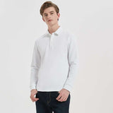 Long Sleeve Polo Shirt for Men - M, White image