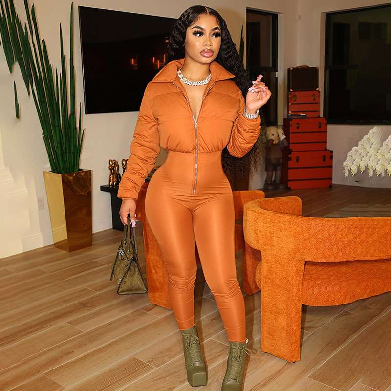 Puffer jacket Jumpsuit - M, Orange image