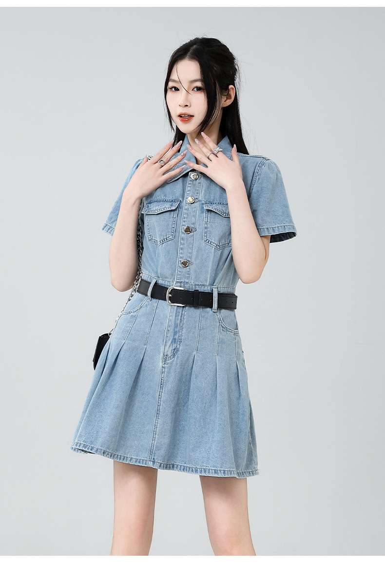 Casual Denim Short-Sleeve Dress image 3