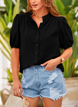 Casual Button-Down Top - S, Black image