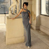 One-Shoulder Gray Evening Gown image 4