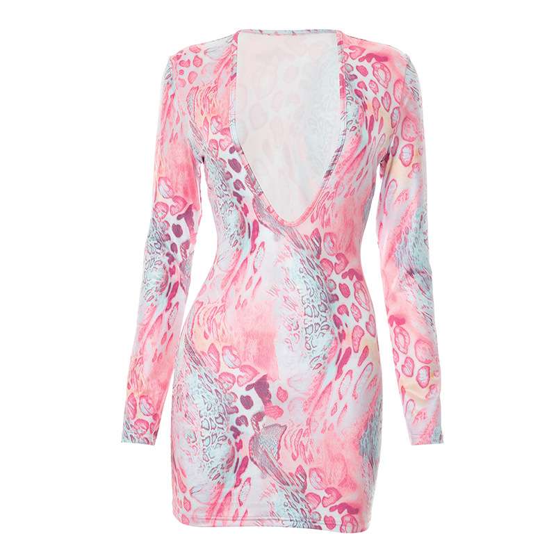Animal Print Deep V-Neck Bodycon Dress image 4