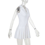 LuxeSport Pleated Zip-Up Mini Dress image 4