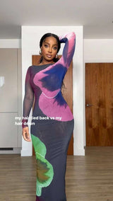 Floral Print Bodycon Maxi Dress image 1