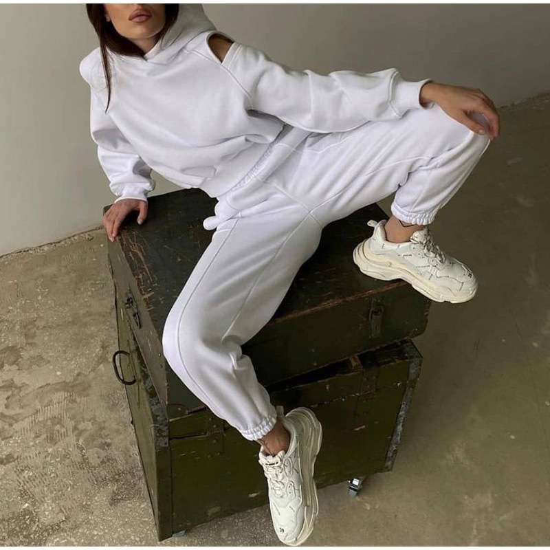 Cold-Shoulder Hoodie & Jogger Set image 1