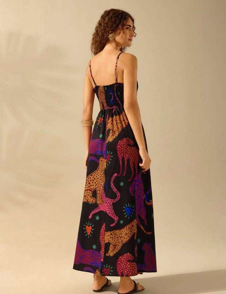 Floral Print Maxi Dress with Spaghetti Straps image 4