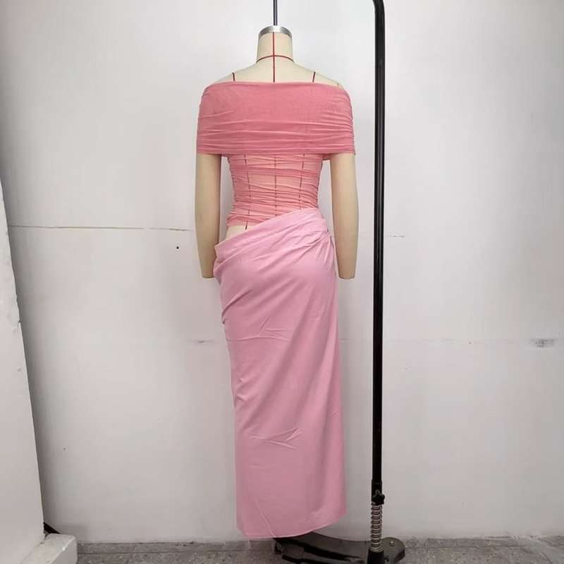 Off-Shoulder Mesh Maxi Dress image 6