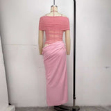 Off-Shoulder Mesh Maxi Dress image 6