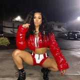 Puffer Jacket Reversible  Short Down Coat - L, Red image