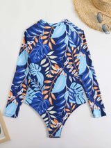Tropical Long Sleeve Zip-Up Swimsuit image 2