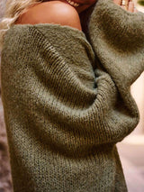Cozy Knit Sweater with Neon Heart Embroidery image 2