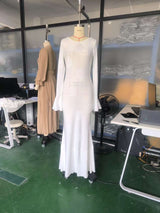 Long-Sleeve Maxi Dress with Shell Pattern image 3