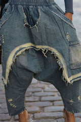 Asymmetrical Edgy Layered Distressed Pants image 1
