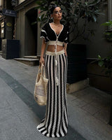 Monochrome Harmony Crochet Top and Skirt Set image 2