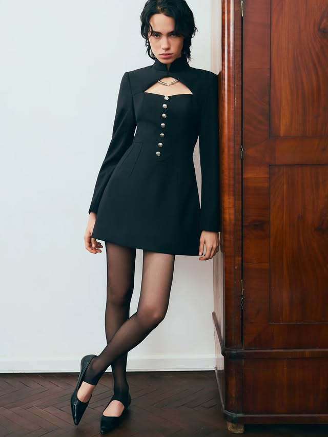 Hollowed-out Button-down Slim-fit Mini Dress image 3