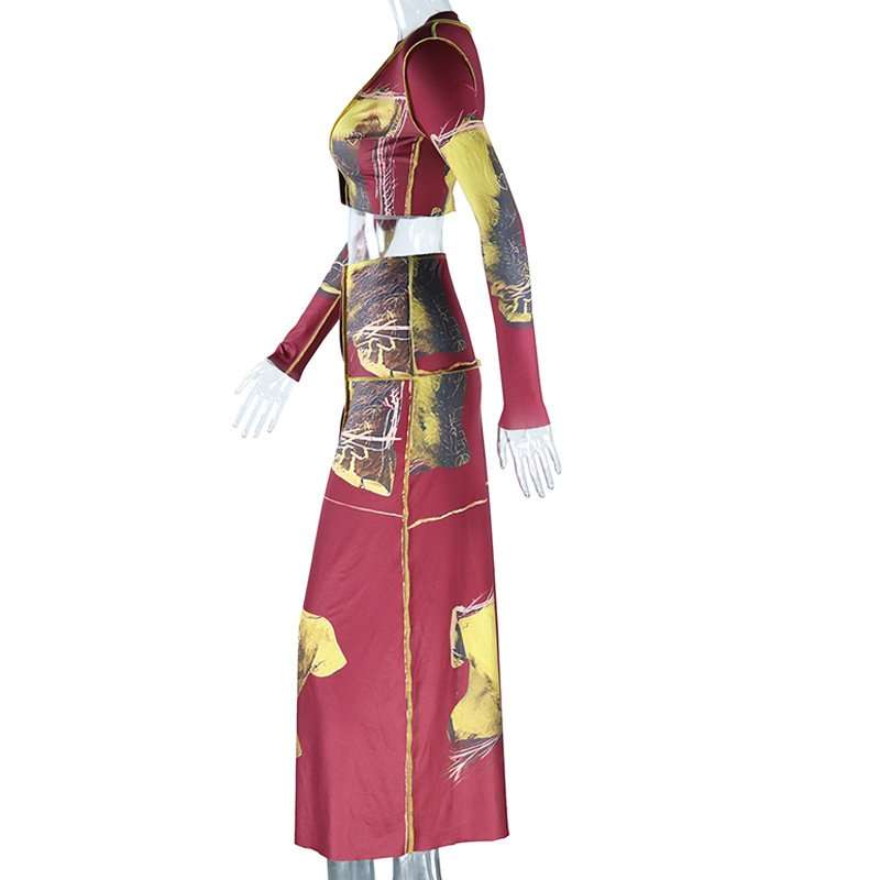 Printed Crop Top & Maxi Skirt Co-Ords image 3