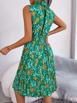 Floral Pleated Sleeveless Midi Dress - L, Green image