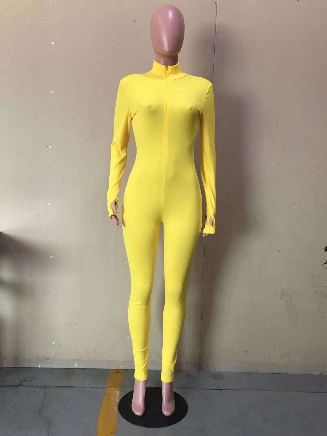 High Neck Zipper Long Sleeve Jumpsuit image 3