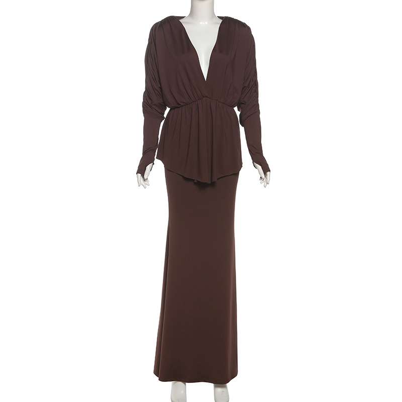 Deep V-Neck Top and Maxi skirt image 8