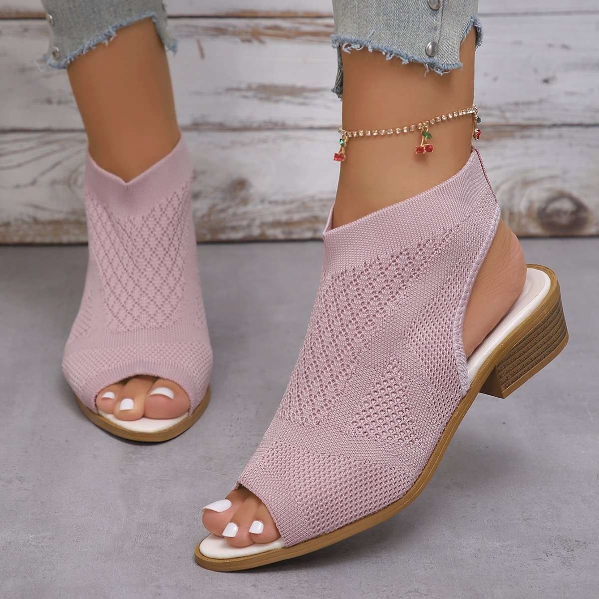 Peep Toe Slingback Chunky Heeled Sandals image 0