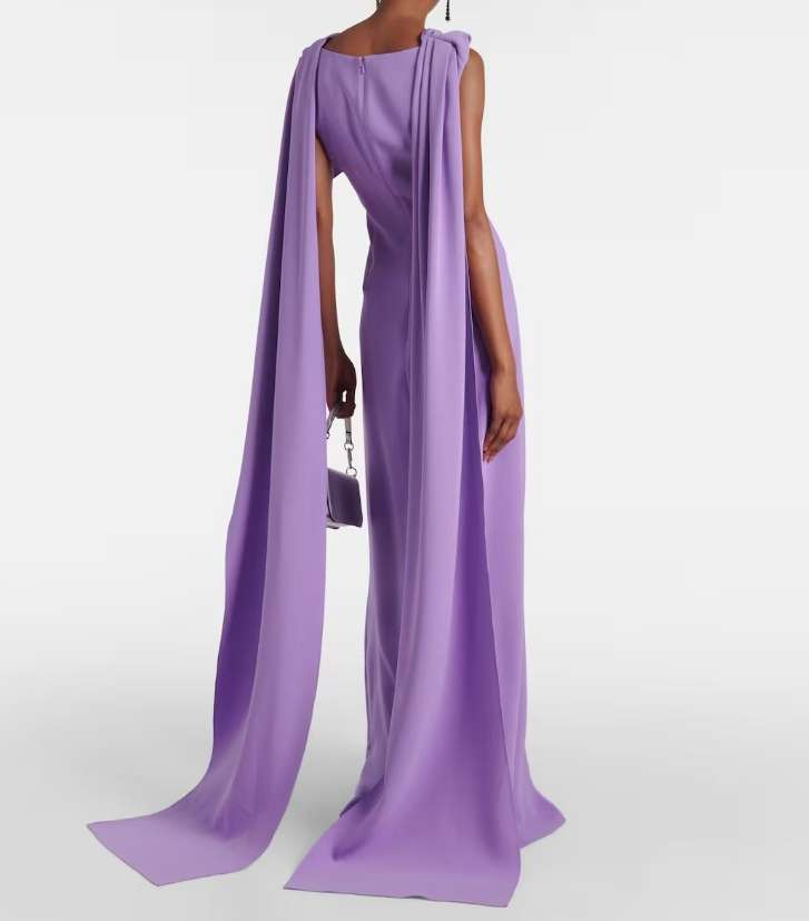 Pleated Maxi Dress with Draped Cape image 4