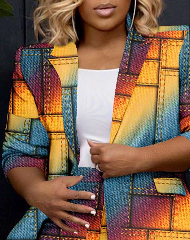 Casual Blazer Jacket Printed Multicolor image 7