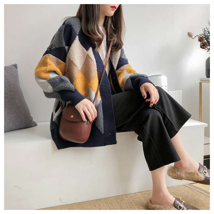 Geometric Pattern Oversized Cardigan image 5