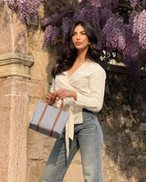 Wrap-Style Top with Tie Waist - L, Off White image