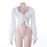 Ruffled Long Sleeve Crop Top image 2