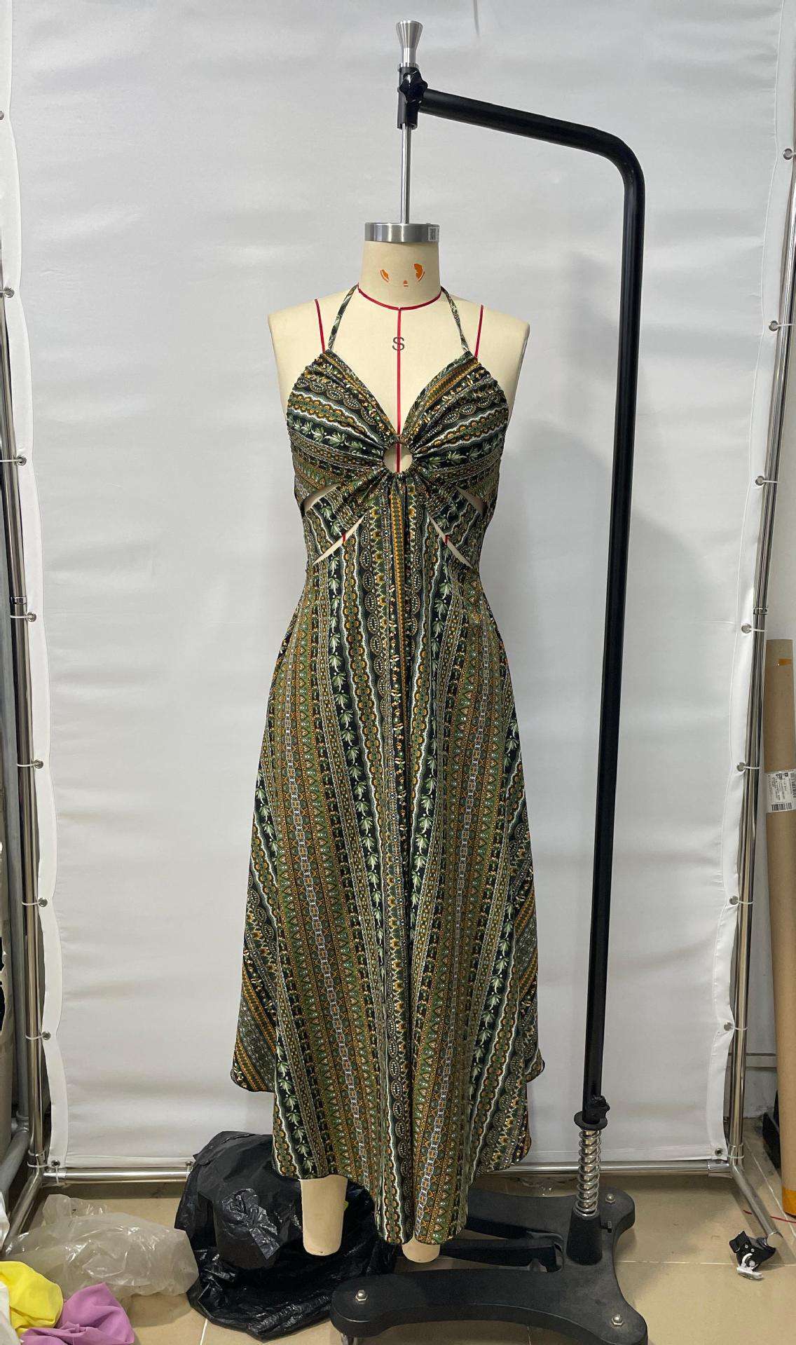 Bohemian Patterned Cut-Out Maxi Dress image 2
