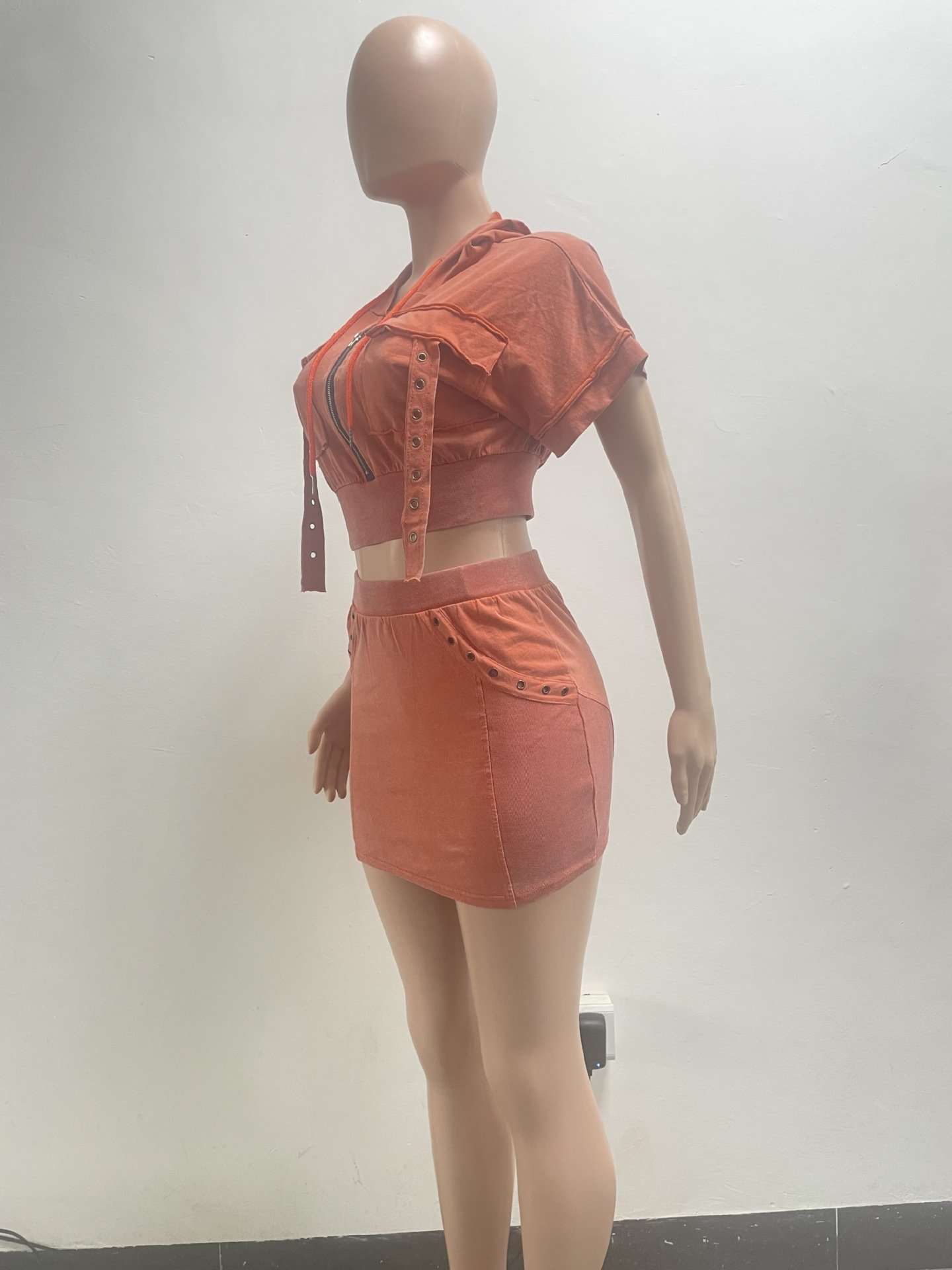 Zip-Up Cropped Jacket & Mini Skirt Set image 6