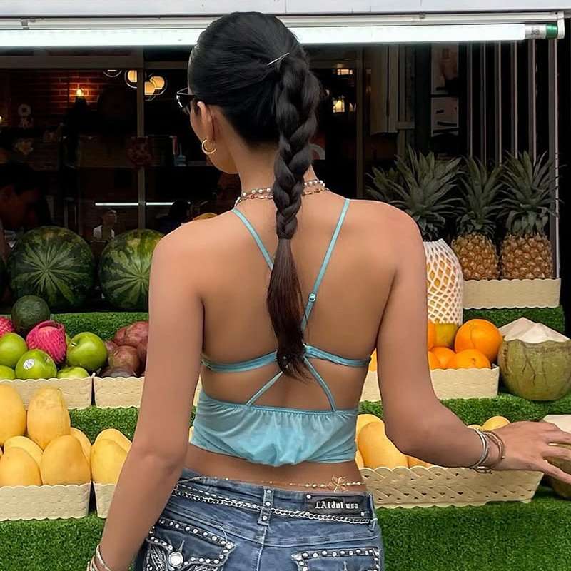 Sheer Blue Halter  Crop Top image 2