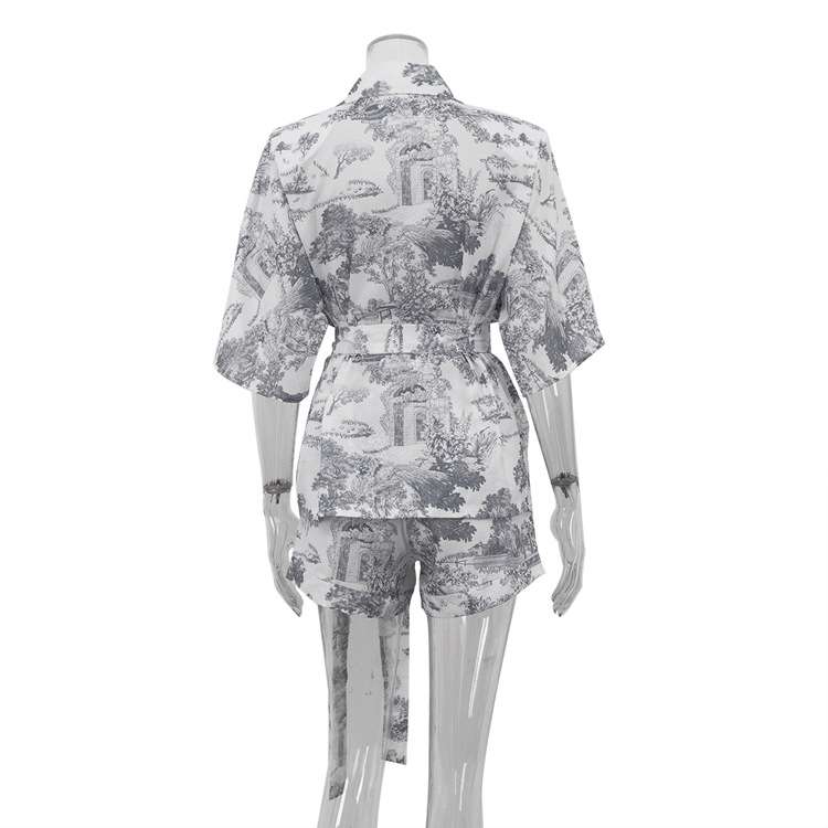 Monochrome Tie-Waist Pajama Set image 5