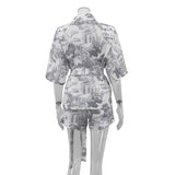 Monochrome Tie-Waist Pajama Set image 5