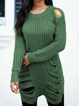 Long Sleeve Ripped Casual Loose Pullover Sweater image 2