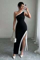 One-Shoulder Slit Evening Gown image 0
