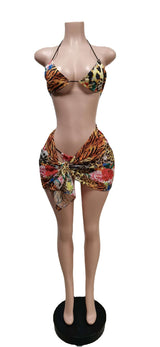 Leopard Print Bikini Set with Cover-Up Skirt image 3