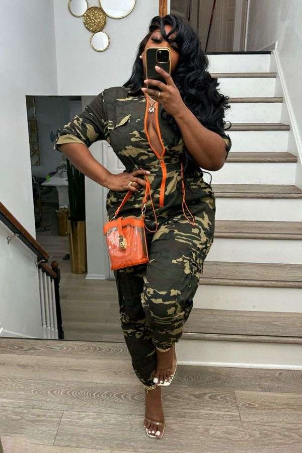 Drawstring Jumpsuit with Accents image 0