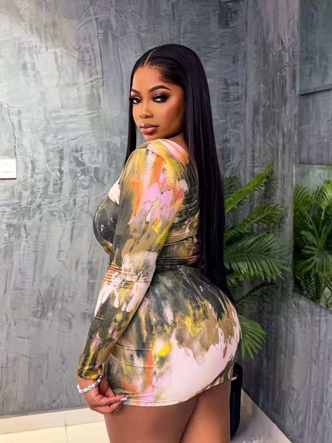 Colorful Abstract Bodycon Dress image 2