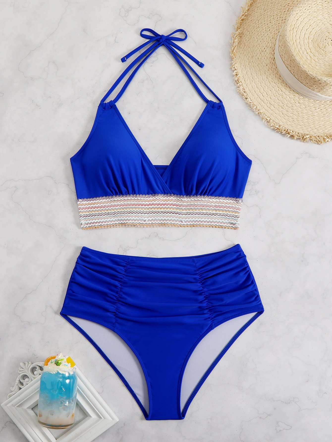 High-Waisted Halter Bikini Set image 7