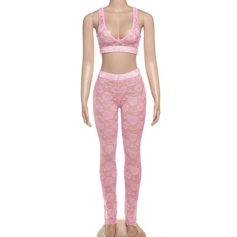 Lace Crop Top and Pants Set image 9