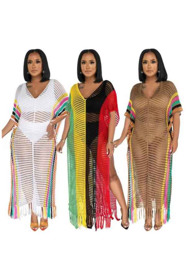 Sexy Crochet Fishnet Bikini CoverUp Oversize Maxi Dress image 4