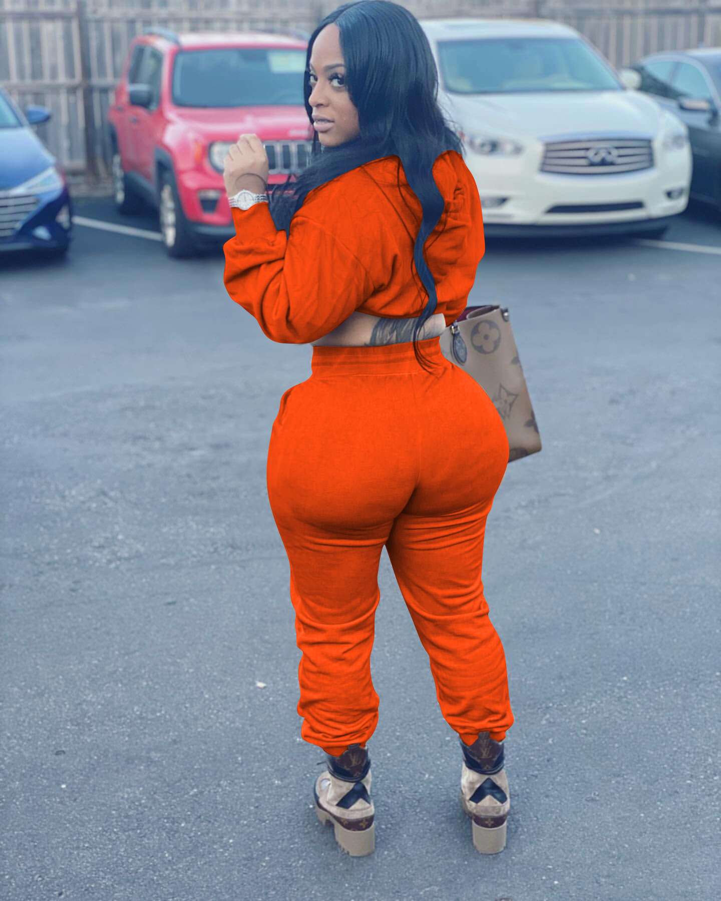 Urban Cozy Lounge Two Piece Set - L, Orange image