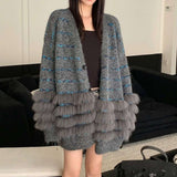 Faux Fur Sleeve Knit Cardigan Jacket image 2